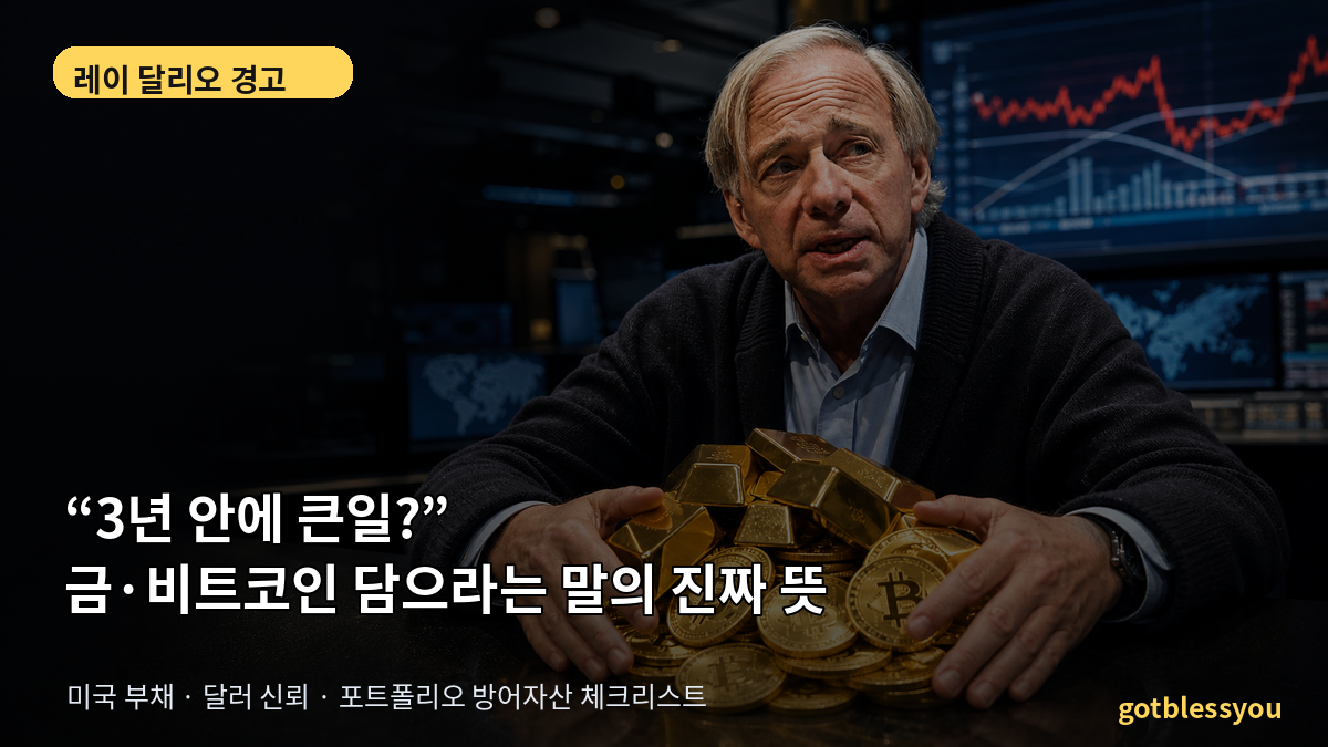레이 달리오 금 비트코인 미국 부채 경고 대표 이미지
