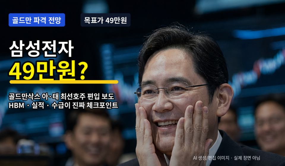 골드만삭스 삼성전자 49만원 전망 이재용 웃는 대표이미지