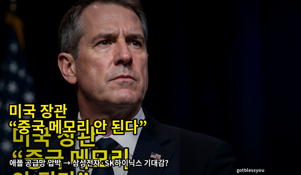 미국 장관의 중국 메모리 반대 발언과 애플 공급망 압박을 표현한 대표이미지
